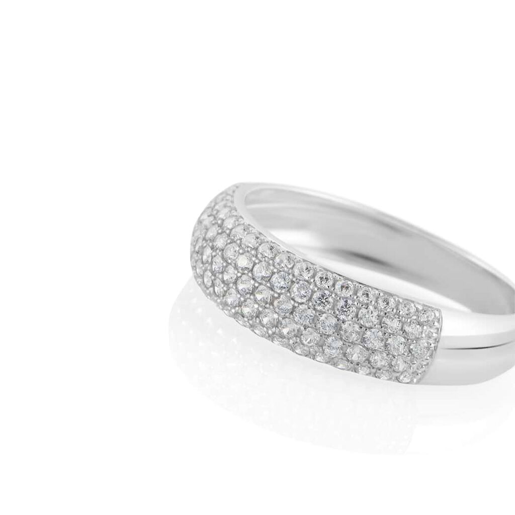 Anello Fascia Claire Oro Bianco Cubic Zirconia - Anelli a Fascia Larga Donna | Stroili