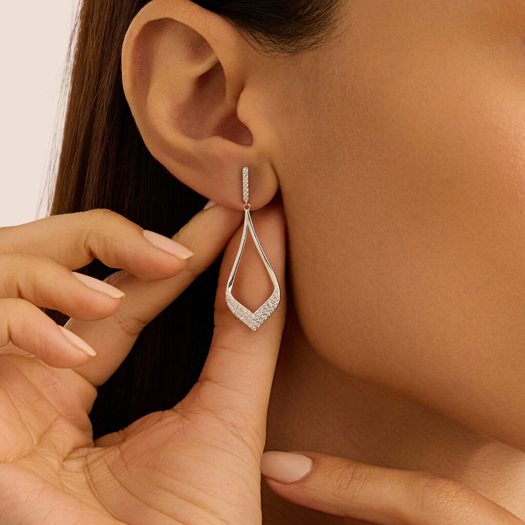 Orecchini Pendenti Silver Shine Argento Rodiato Cubic Zirconia