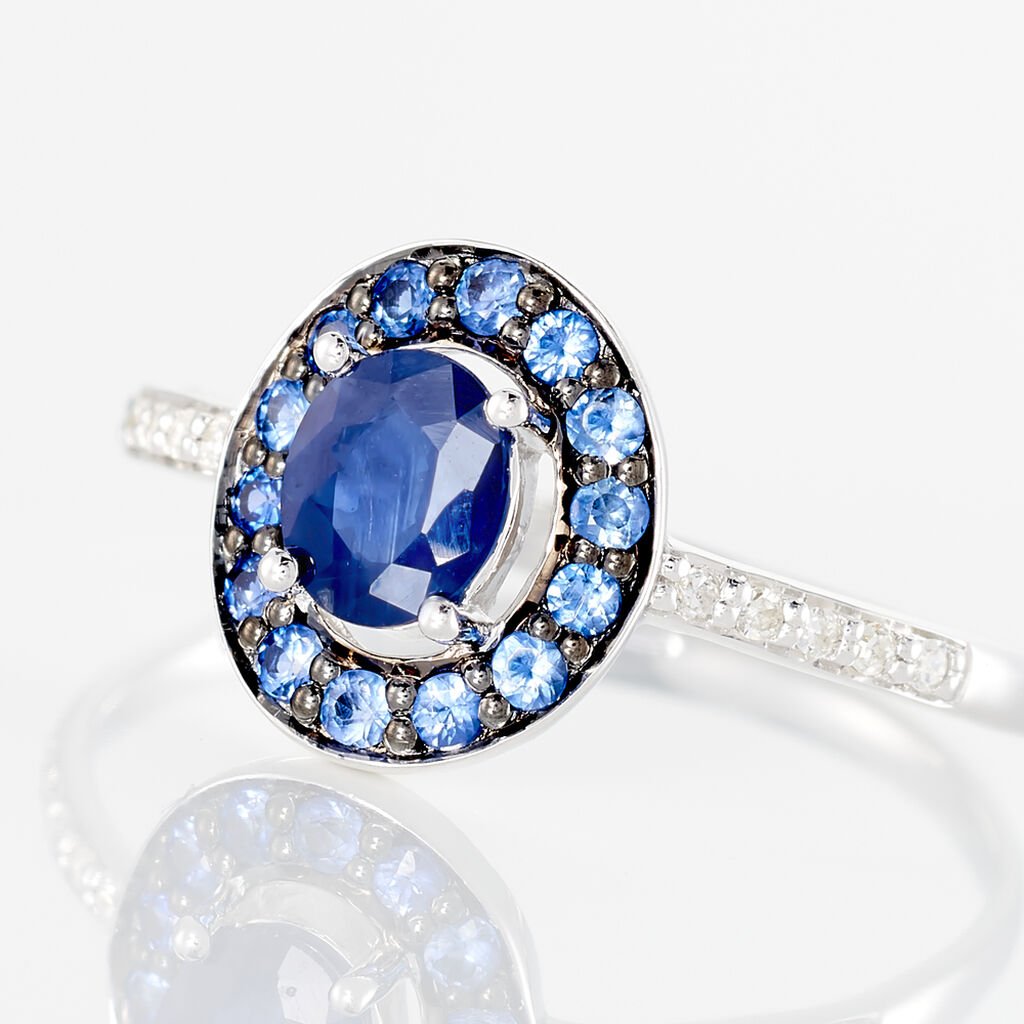Anello Charlotte Oro Bianco Zaffiro Diamante - Anelli con Pietre Donna | Stroili