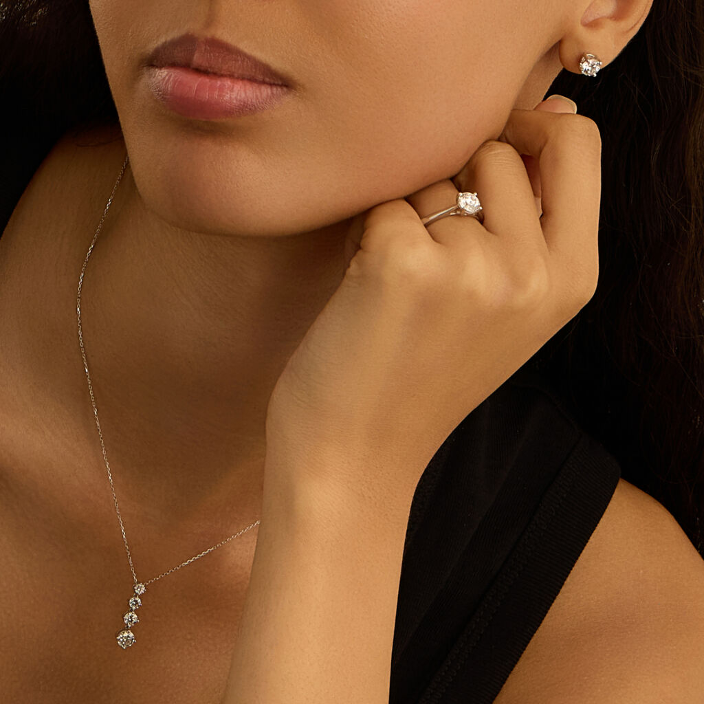 Orecchini Lobo Punto Luce Diamade Oro Bianco Diamante Lab-Grown