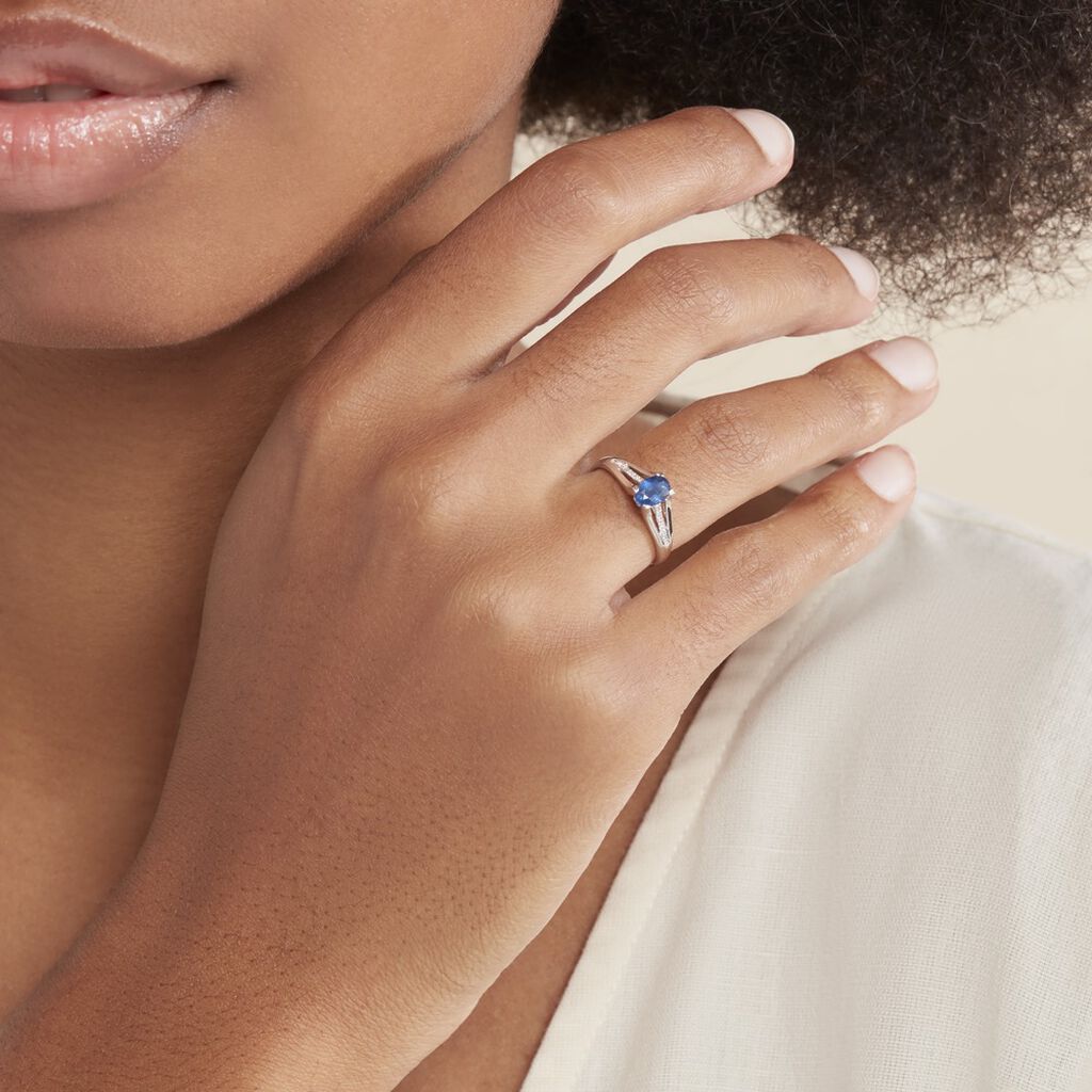 Anello Charlotte Oro Bianco Zaffiro Diamante - Anelli con Pietre Donna | Stroili