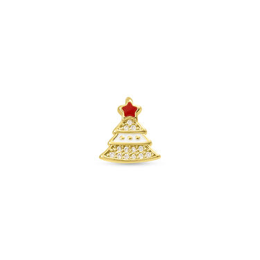 Mono Orecchino Lobo Christmas Collection Ottone Dorato Cristallo