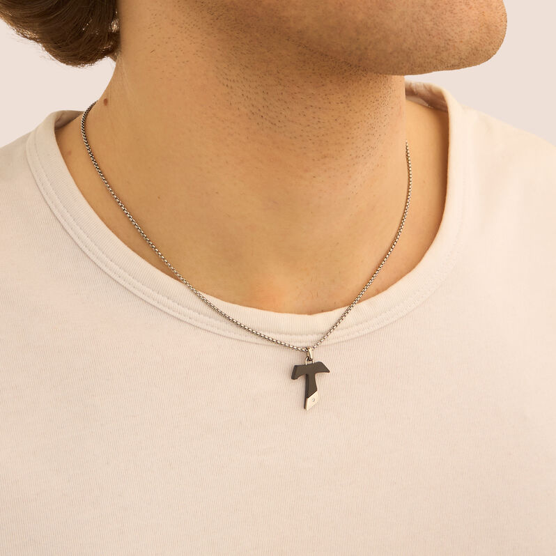 Collana Man Code Acciaio Bicolore Bianco / Nero Cubic Zirconia - Collane Uomo | Stroili