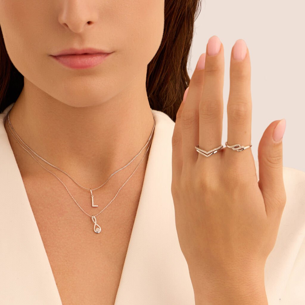 Anello Fantasia Sophia Oro Bianco Diamante