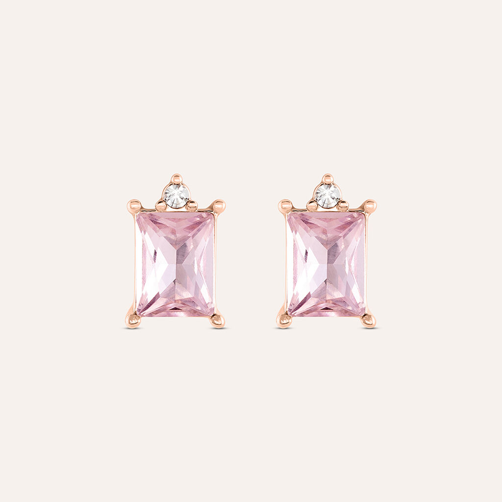 Orecchini Lobo Punto Luce Violet Ottone Rosa Cristallo