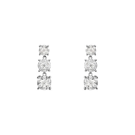 Orecchini Lobo Trilogy Petali Oro Bianco Diamante - Orecchini a Lobo Donna | Stroili