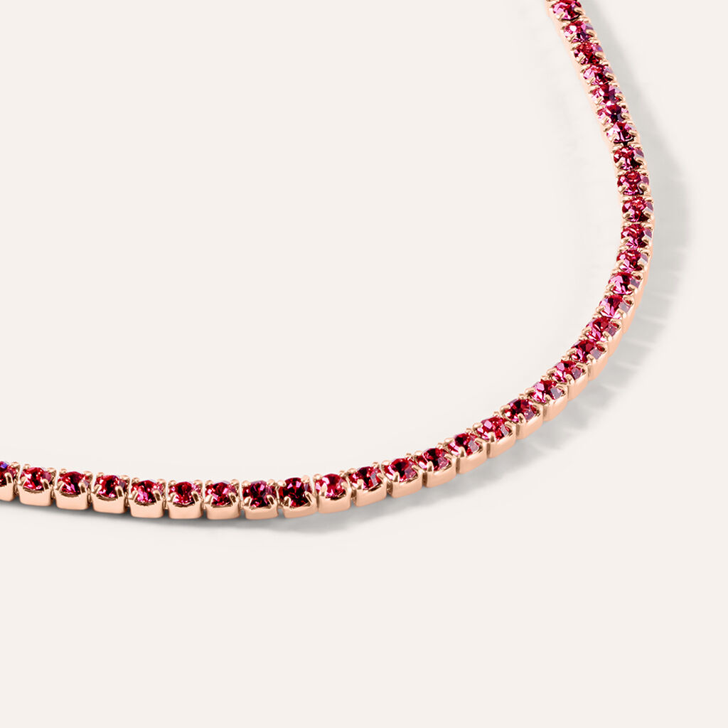 Bracciale Tennis Romantic Shine Metallo Rosa Cristallo