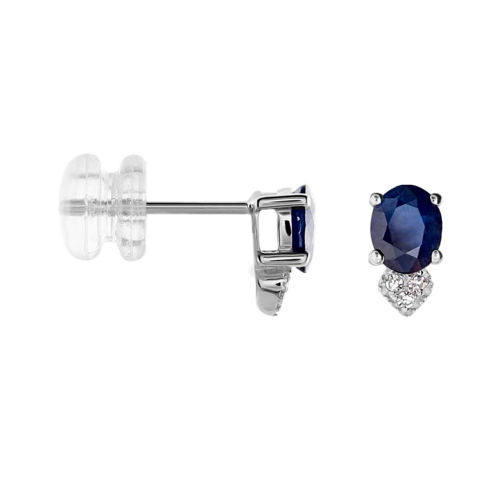 Orecchini Lobo Punto Luce Elizabeth Crown Oro Bianco Zaffiro Diamante - Orecchini a Lobo Donna | Stroili