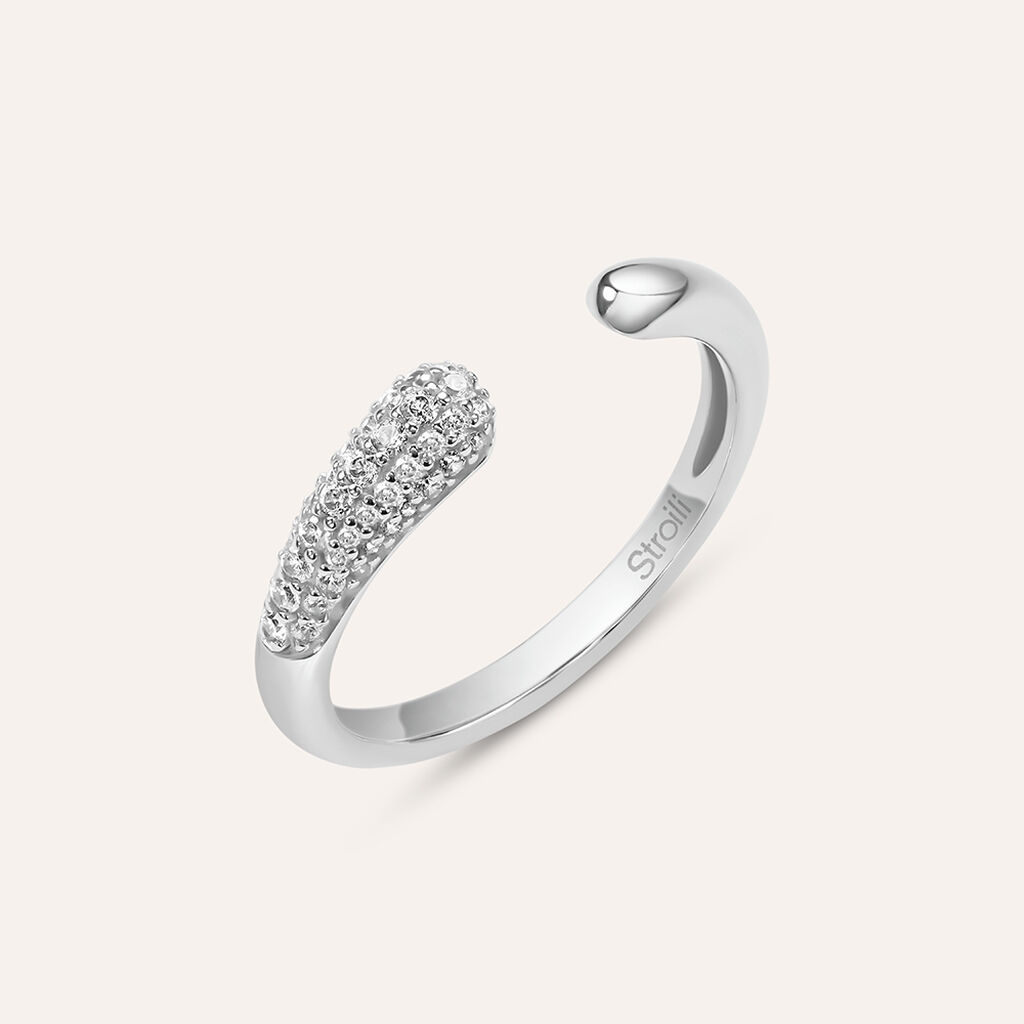 Anello Contrarie Silver Shine Argento Rodiato Cubic Zirconia - Anelli con Pietre Donna | Stroili
