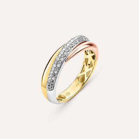 Anello Fascia Sophia Oro Tricolore Giallo / Bianco / Rosa Diamante - Anelli con Pietre Donna | Stroili