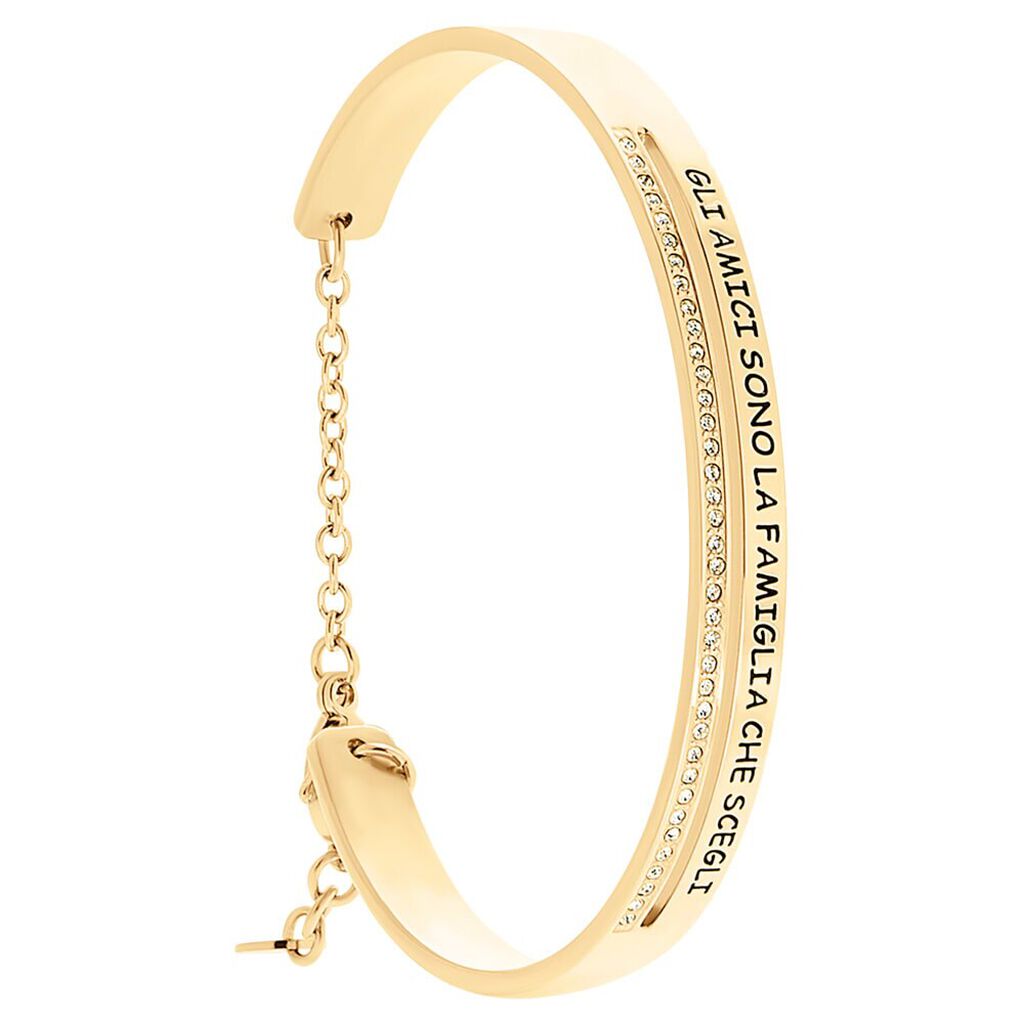 Bangle Lady Message Acciaio Dorato Cristallo - Bracciali Rigidi Donna | Stroili