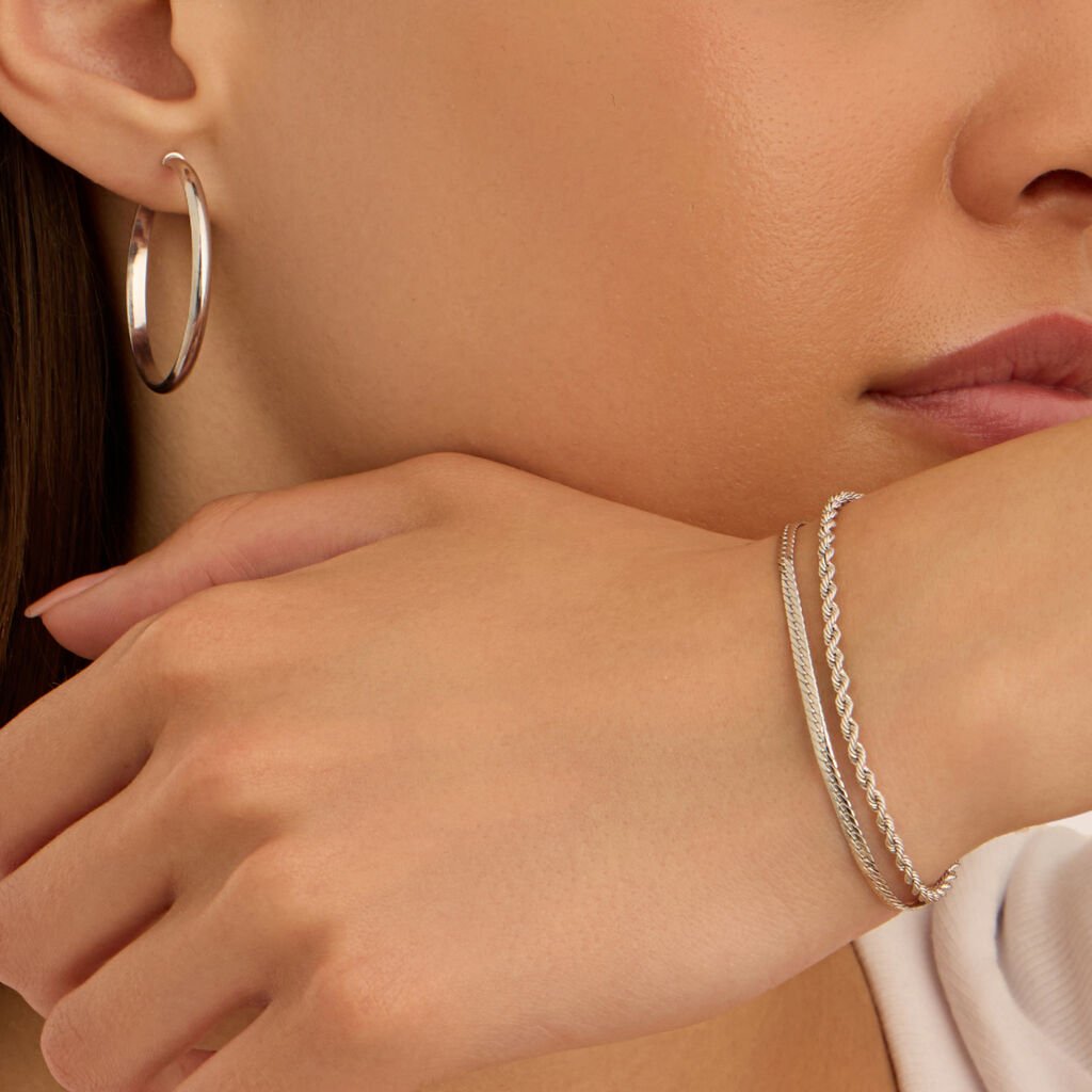 Orecchini A Cerchio Toujours Oro Bianco - Orecchini a Cerchio Donna | Stroili