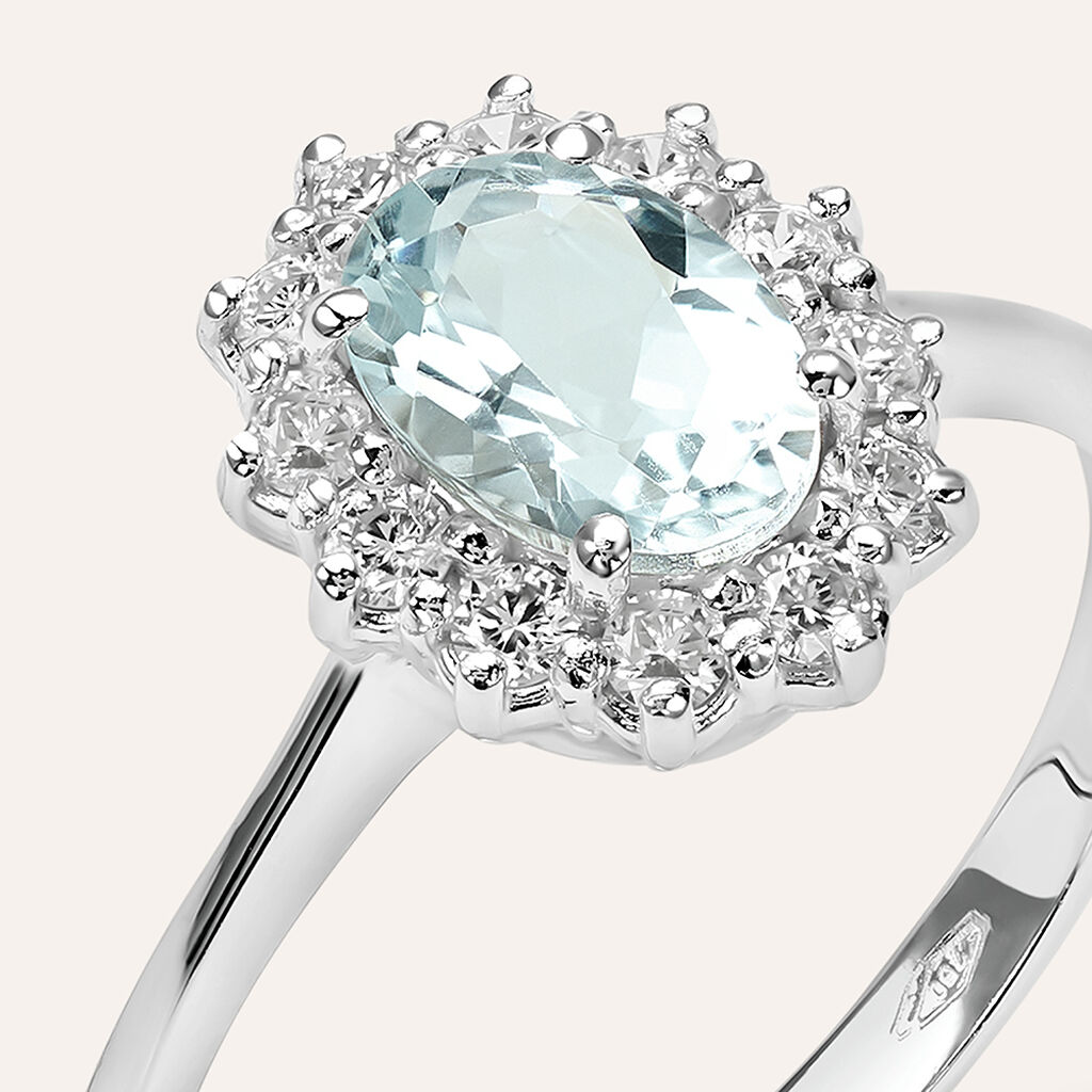 Anello Solitario Kate Acquamarina Oro Bianco Acquamarina Diamante - Anelli con Pietre Donna | Stroili
