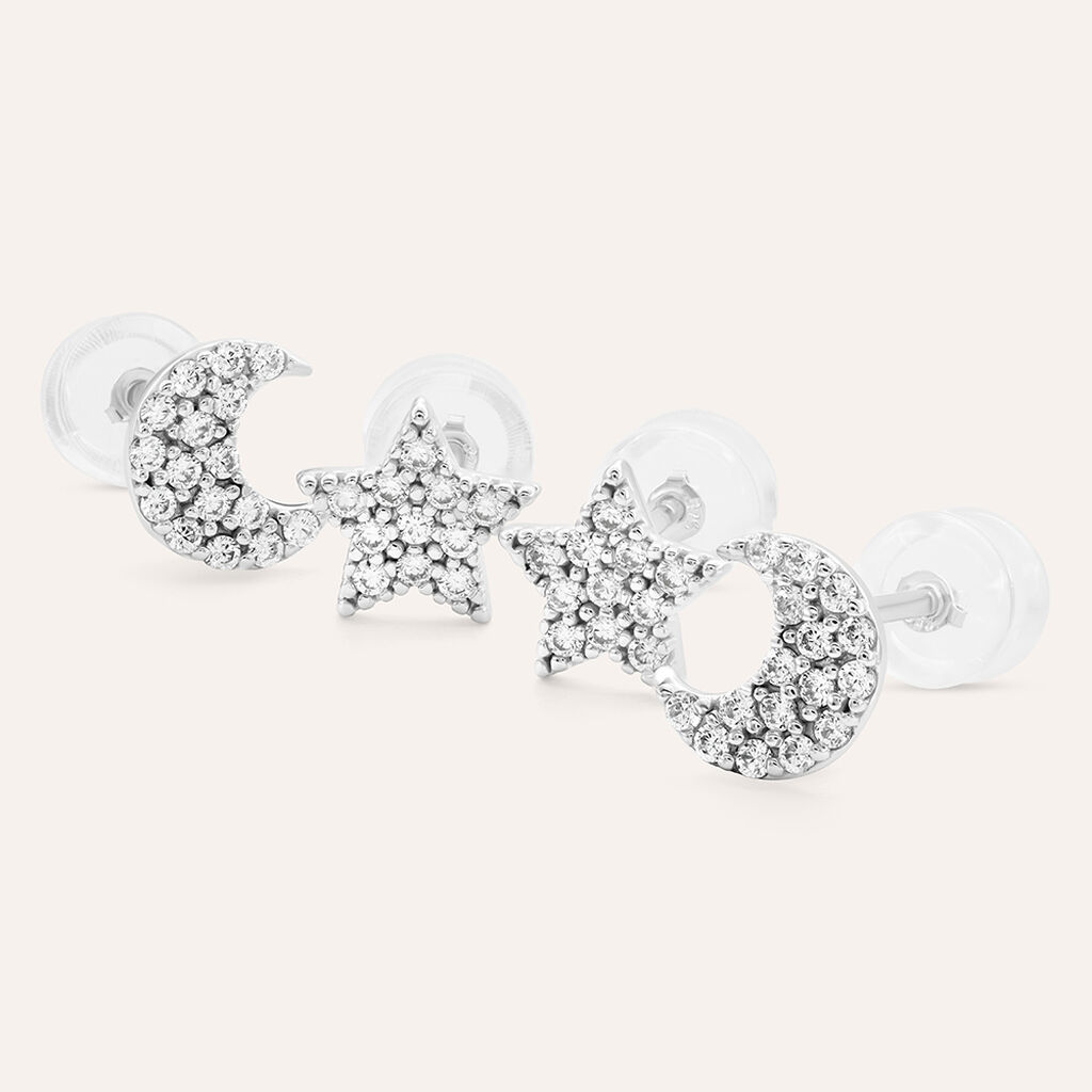 Orecchini Lobo Claire Oro Bianco Cubic Zirconia - Orecchini a Lobo Donna | Stroili
