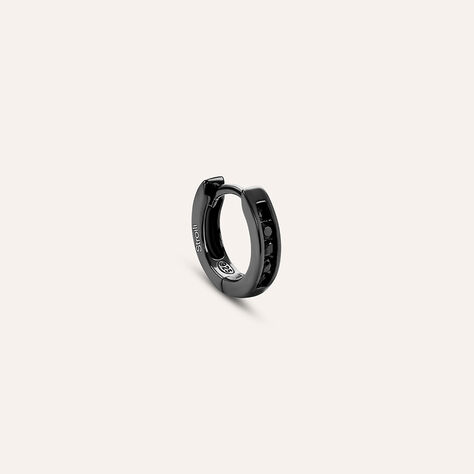 Mono Orecchino A Cerchio Gentleman Argento Nero Cubic Zirconia - Mono Orecchino Uomo | Stroili