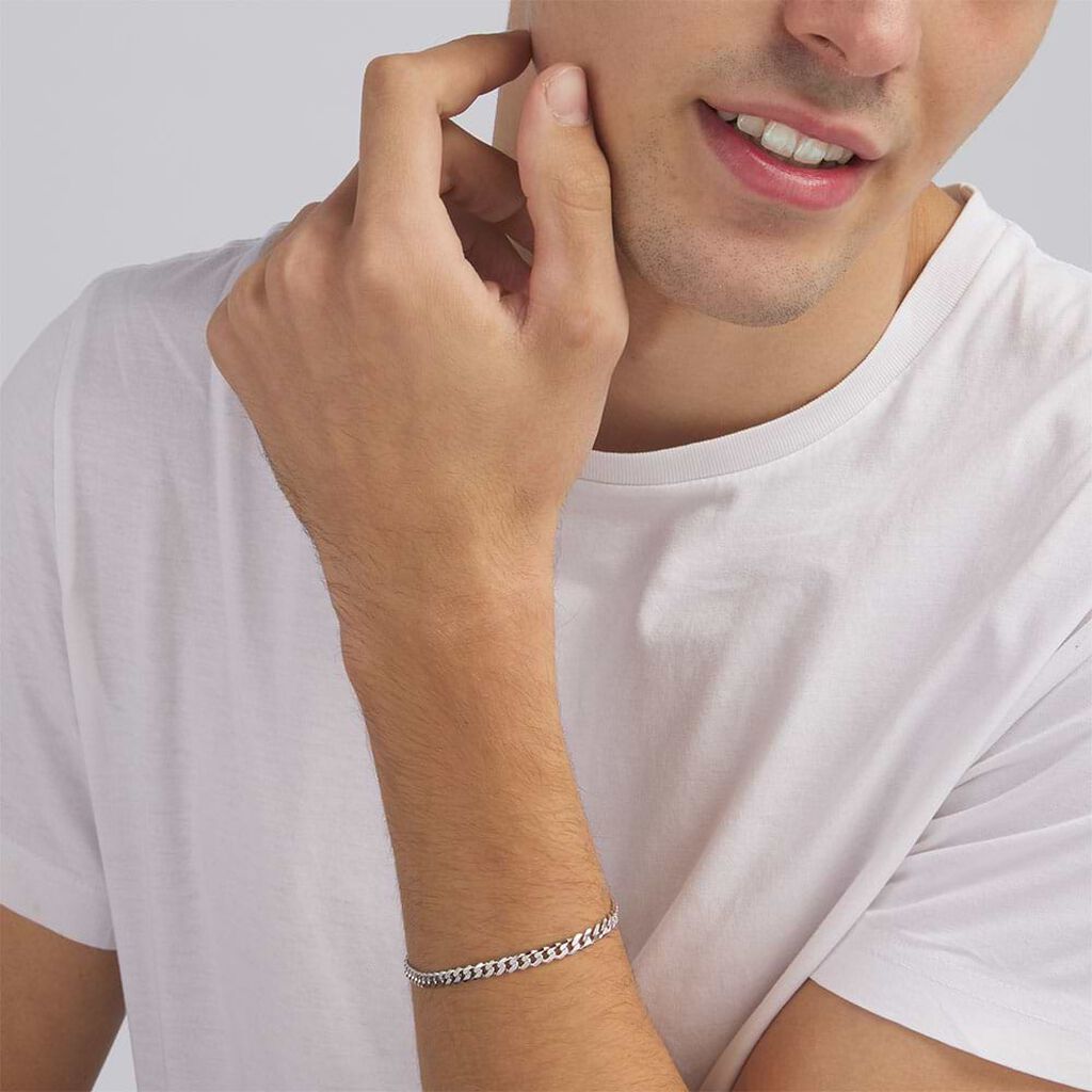 Bracciale Catena Gentleman Argento Rodiato