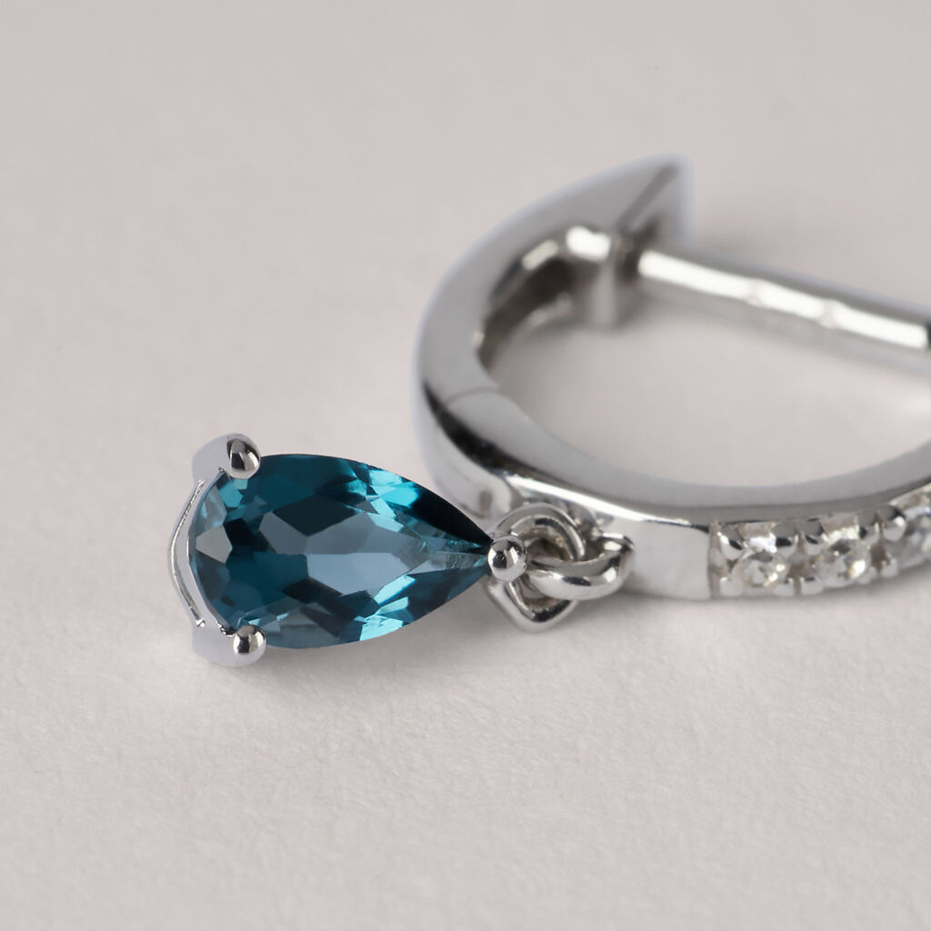 Orecchini A Cerchio Amélie Oro Bianco Topazio Cubic Zirconia - Orecchini Pendenti Donna | Stroili