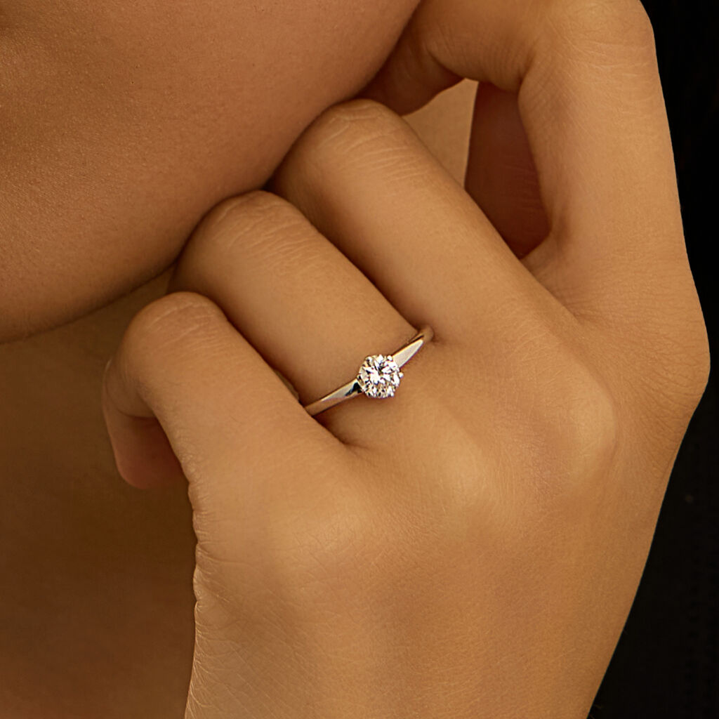 Anello Solitario Diamade Oro Bianco Diamante Lab-Grown