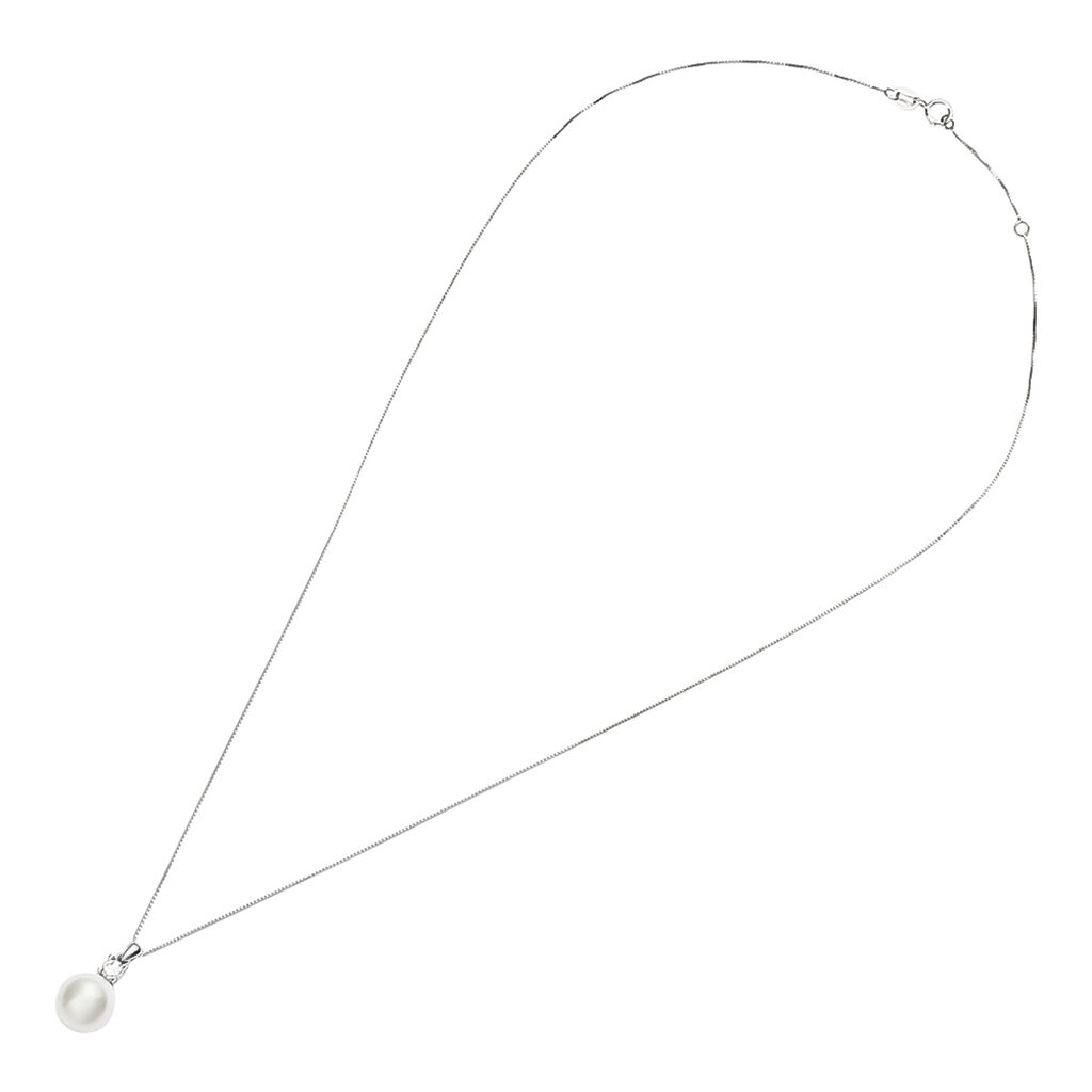 Collana Gabrielle Oro Bianco Perla D'Acqua Dolce Cubic Zirconia - Collane Donna | Stroili