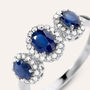 Anello Trilogy Charlotte Oro Bianco Zaffiro Diamante Diamante