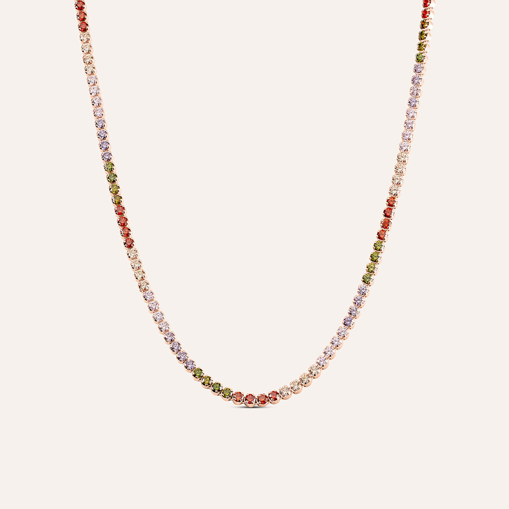 Collana Tennis Silver Rainbow Argento Rosa Cubic Zirconia