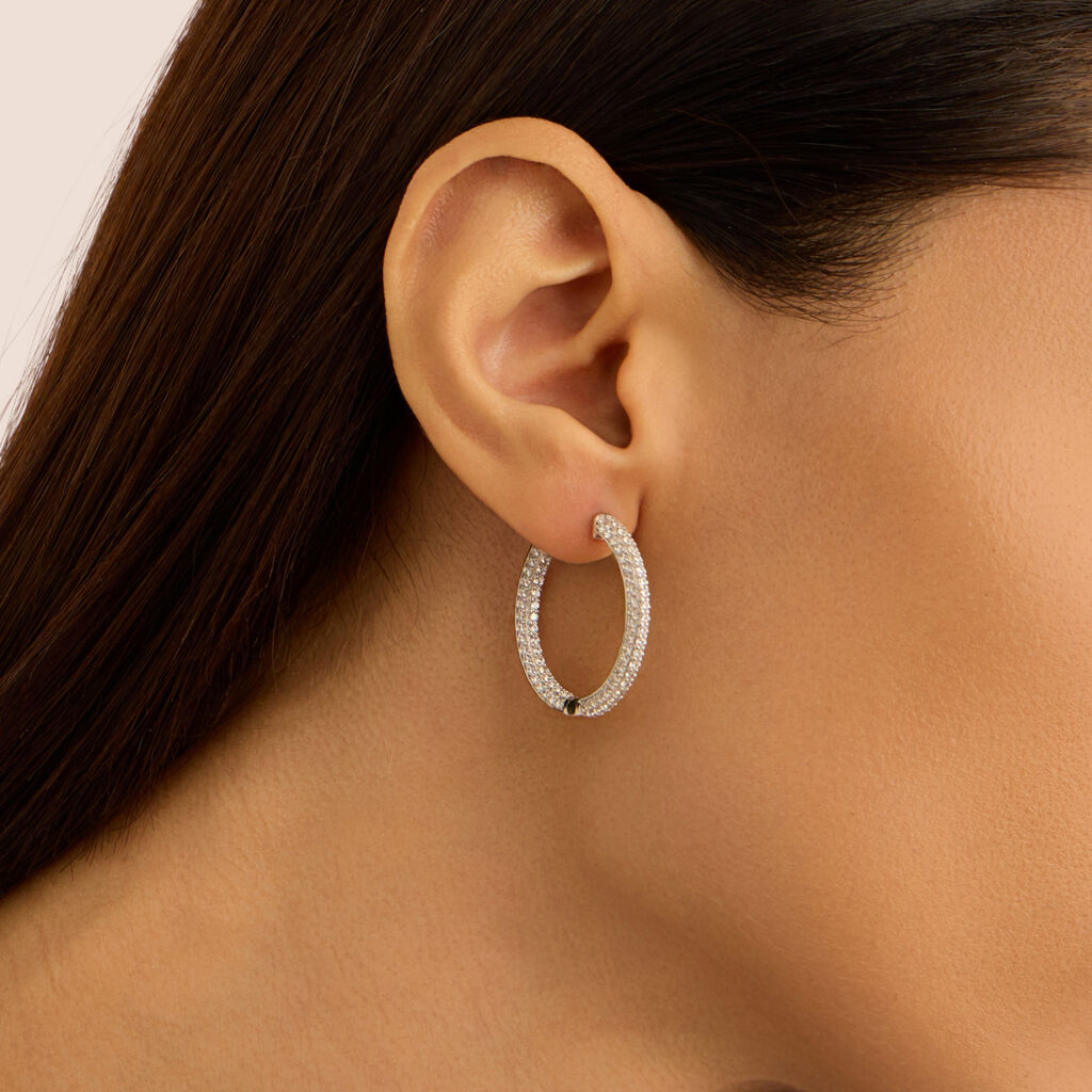 Orecchini A Cerchio Silver Shine Argento Rodiato Cubic Zirconia - Orecchini a Cerchio Donna | Stroili