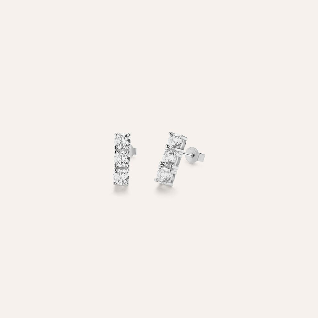 Orecchini Lobo Trilogy Silver Elegance Argento Rodiato Cubic Zirconia - Orecchini a Lobo Donna | Stroili