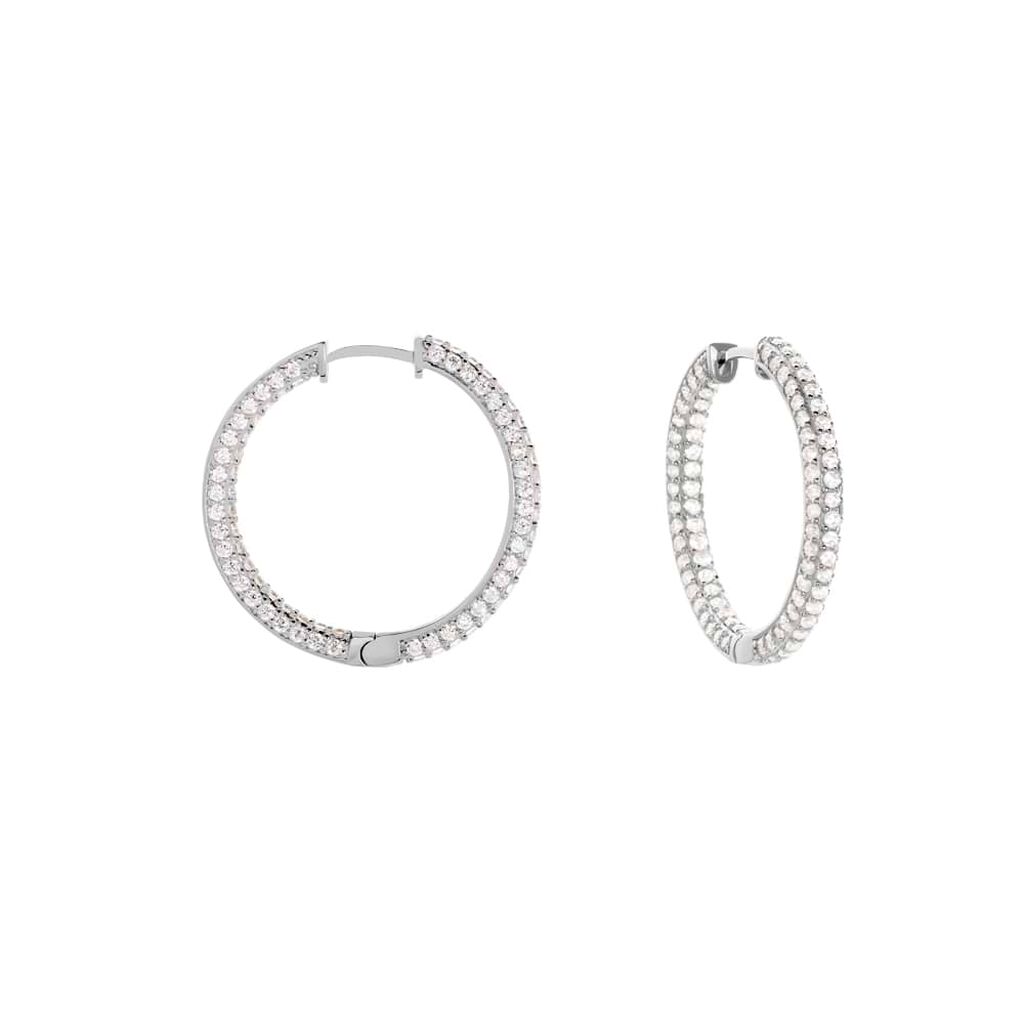 Orecchini A Cerchio Silver Shine Argento Rodiato Cubic Zirconia - Orecchini a Cerchio Donna | Stroili