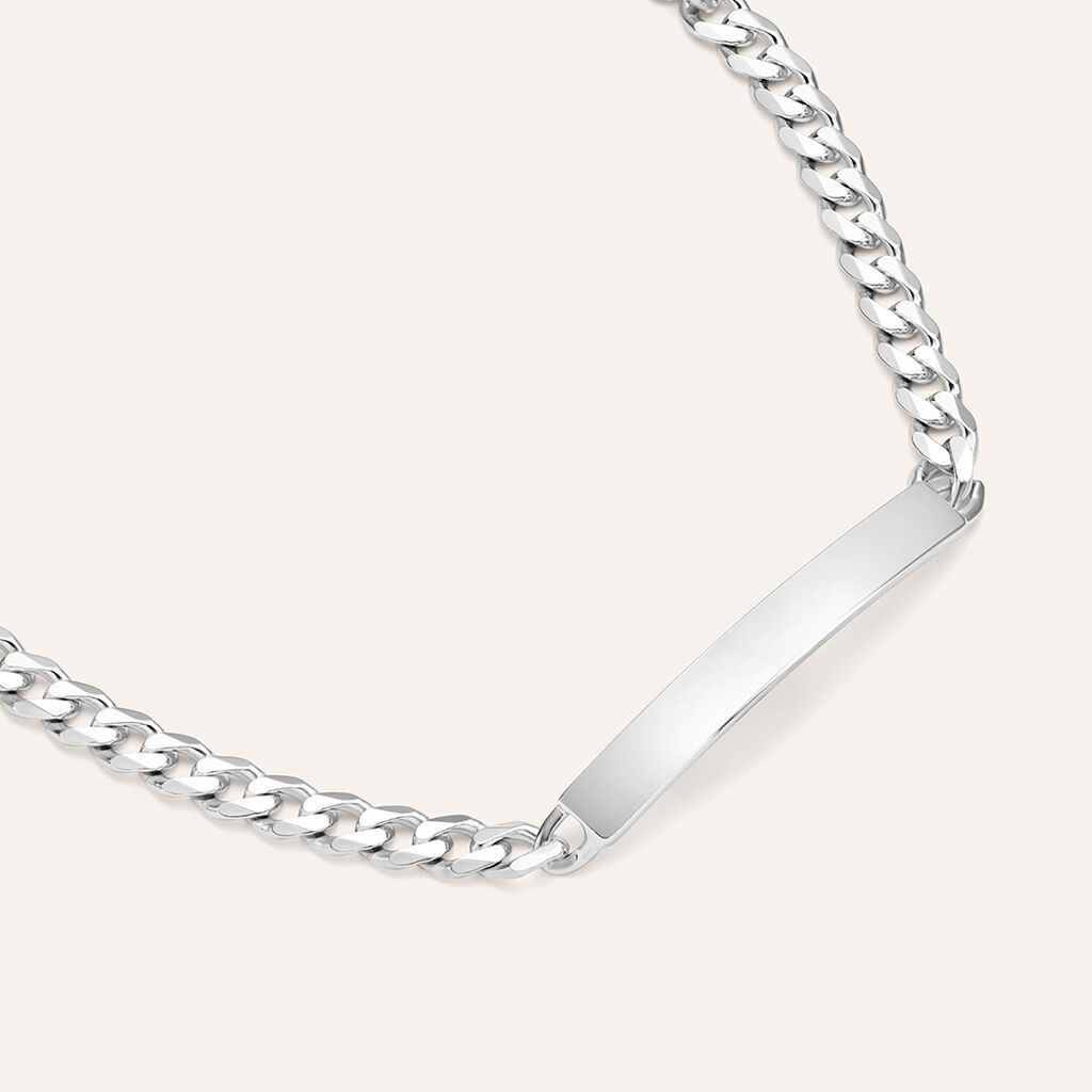 Bracciale Con Targhetta Gentleman Argento Rodiato - Bracciali con Incisione Uomo | Stroili