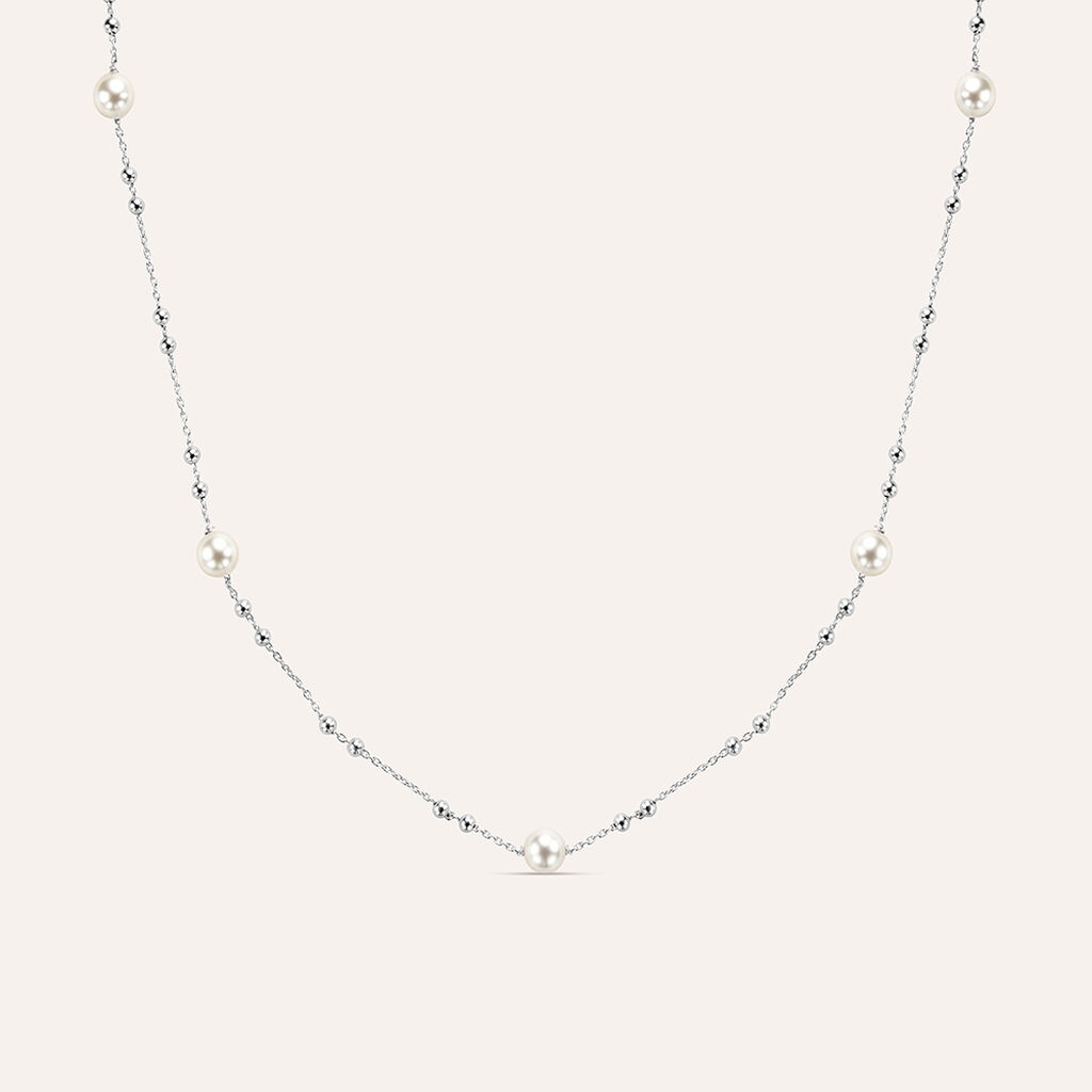Collana Silver Pearls Argento Rodiato Perla sintentica