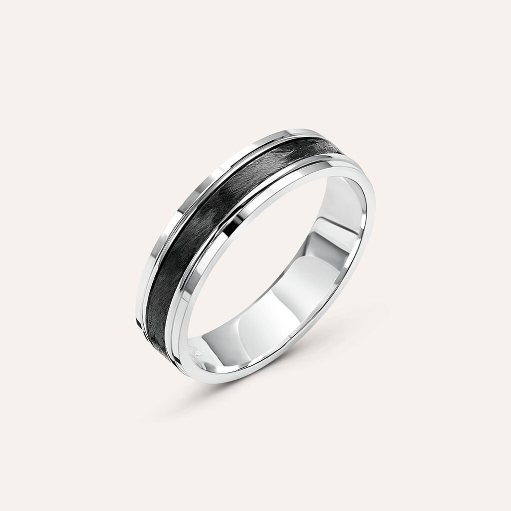 Fede Classica Carbonio 4.5 mm Oro Bianco - Anelli con Incisione Uomo | Stroili