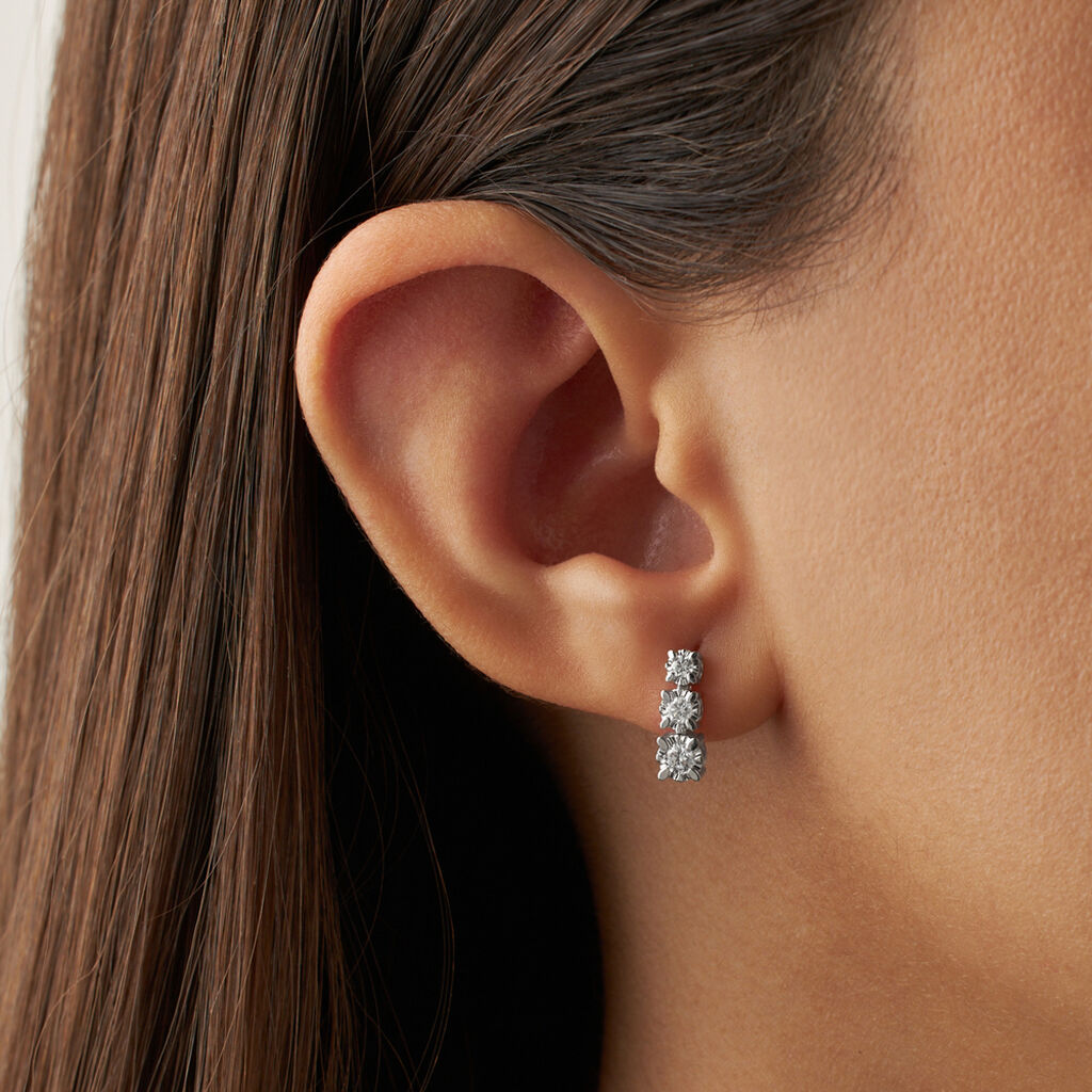 Orecchini Lobo Trilogy Diamazing Oro Bianco Diamante - Orecchini a Lobo Donna | Stroili