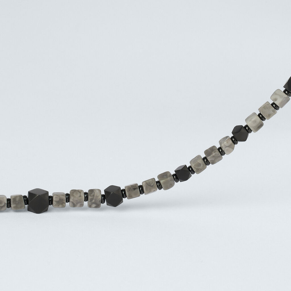 Collana Man Code Acciaio Antracite Labradorite