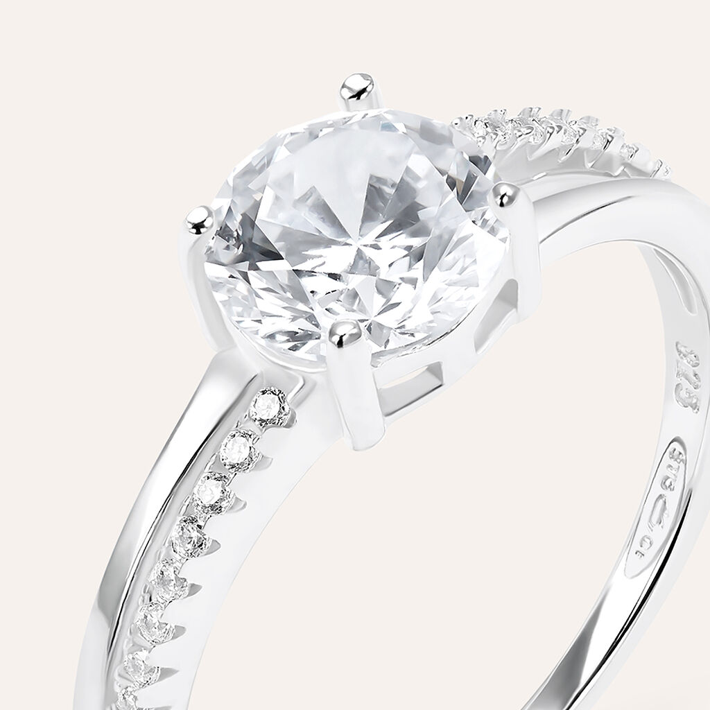 Anello Solitario Silver Elegance Argento Rodiato Cubic Zirconia - Anelli con Pietre Donna | Stroili
