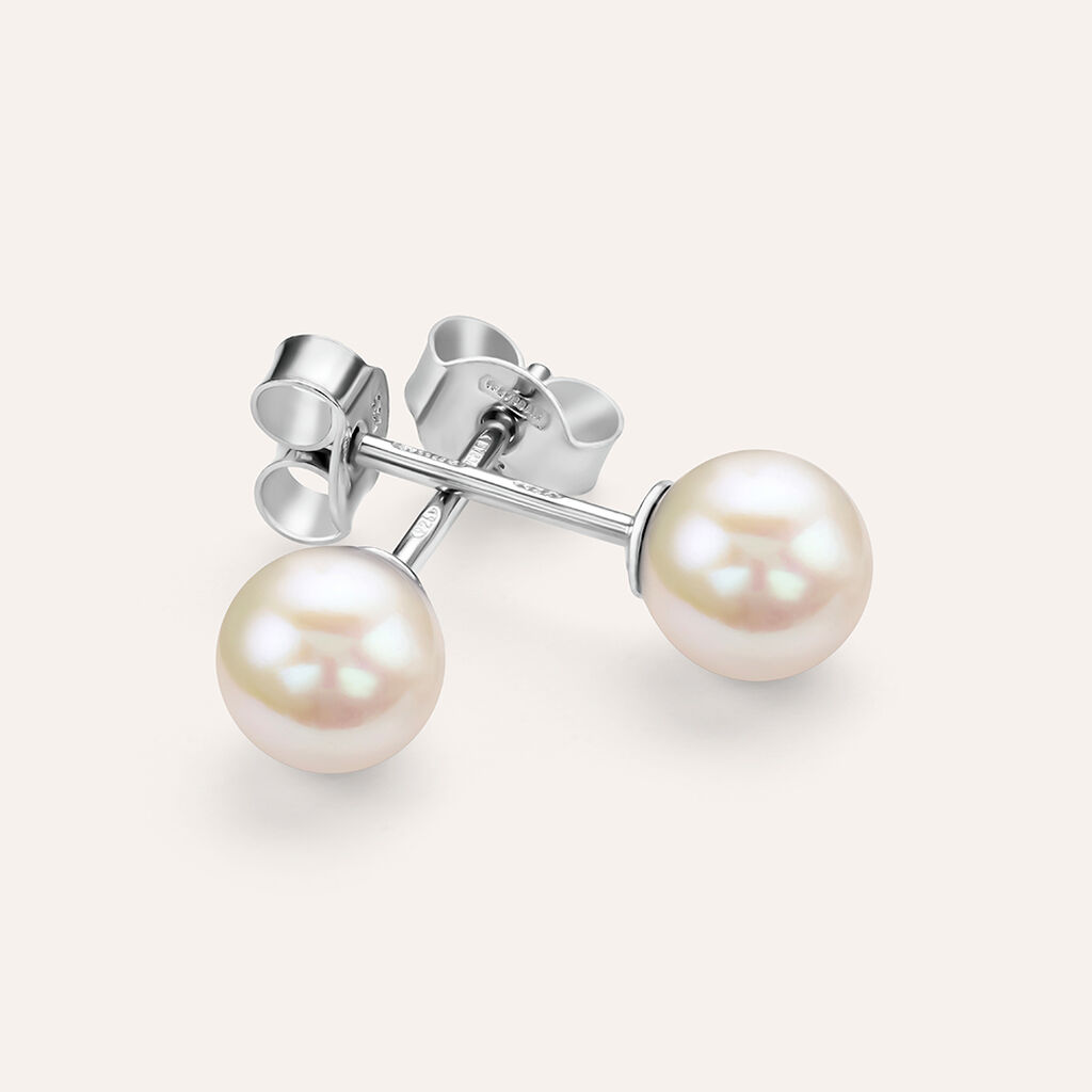 Orecchini Lobo Silver Pearls Argento Rodiato Perla sintentica