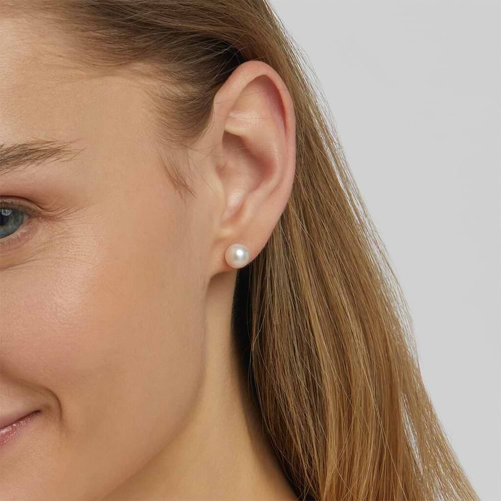 Orecchini Lobo Gabrielle Oro Giallo Perla D'Acqua Dolce