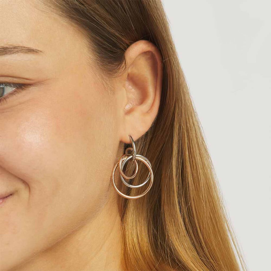 Orecchini Pendenti Lady Code Acciaio Bicolore Bianco / Rosa - Orecchini Pendenti Donna | Stroili