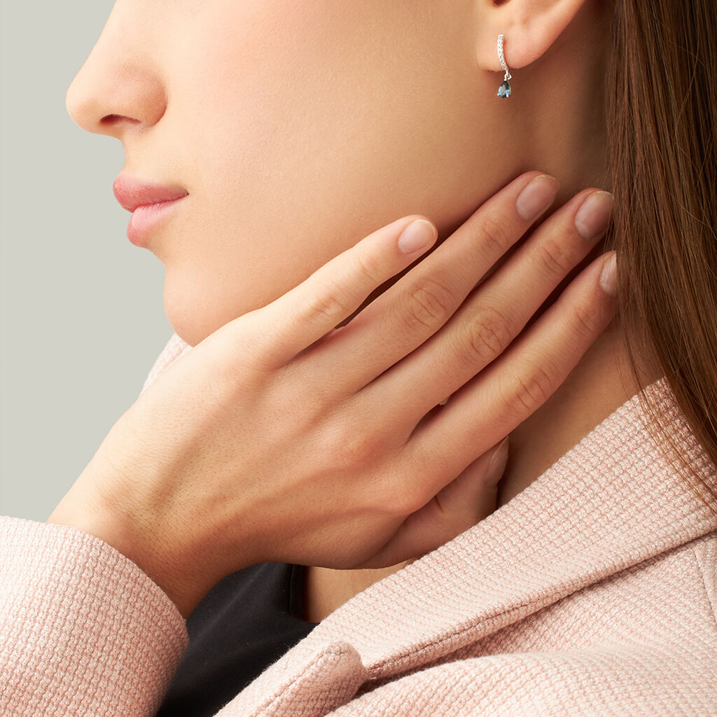 Orecchini A Cerchio Amélie Oro Bianco Topazio Cubic Zirconia - Orecchini Pendenti Donna | Stroili