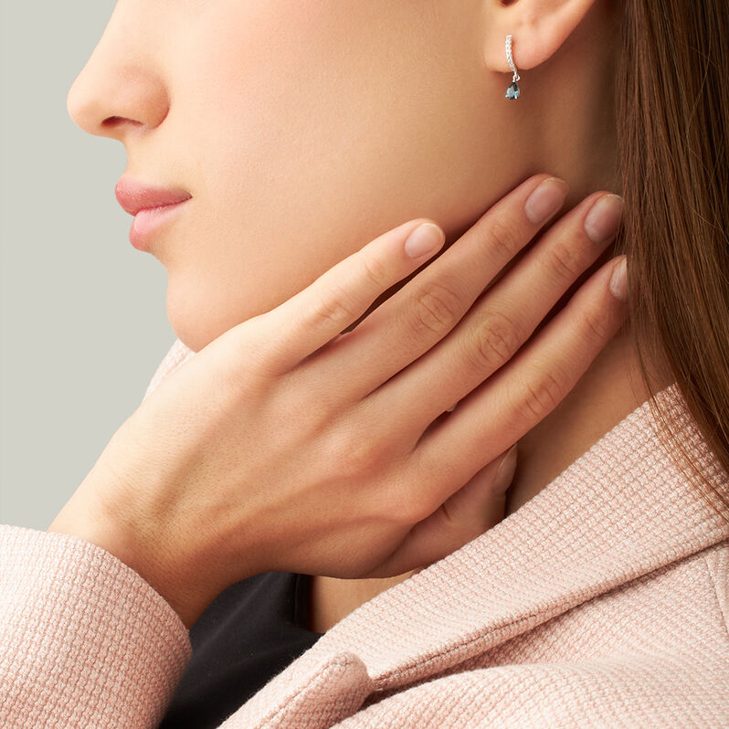 Orecchini A Cerchio Amélie Oro Bianco Topazio Cubic Zirconia - Orecchini Pendenti Donna | Stroili