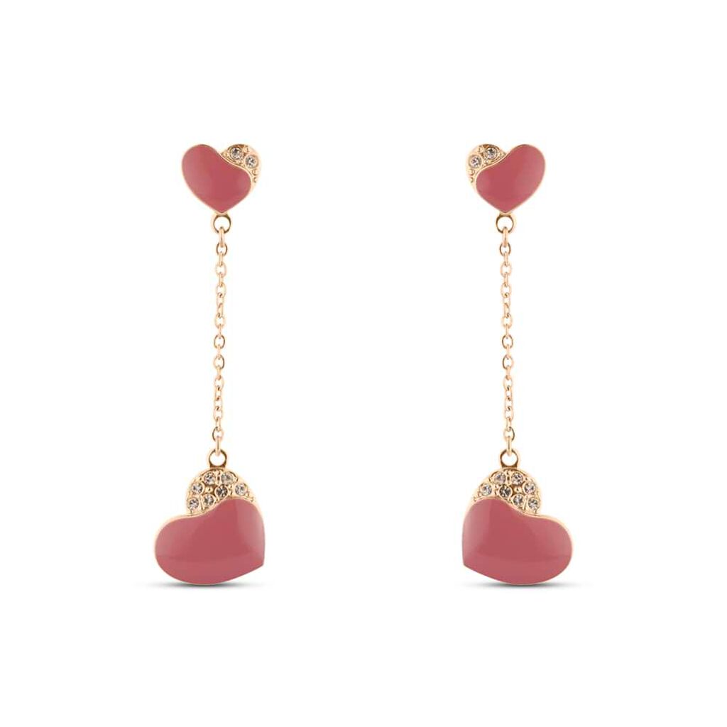Orecchini Pendenti Lady Sweet Acciaio Rosa Cristallo - Orecchini Pendenti Donna | Stroili