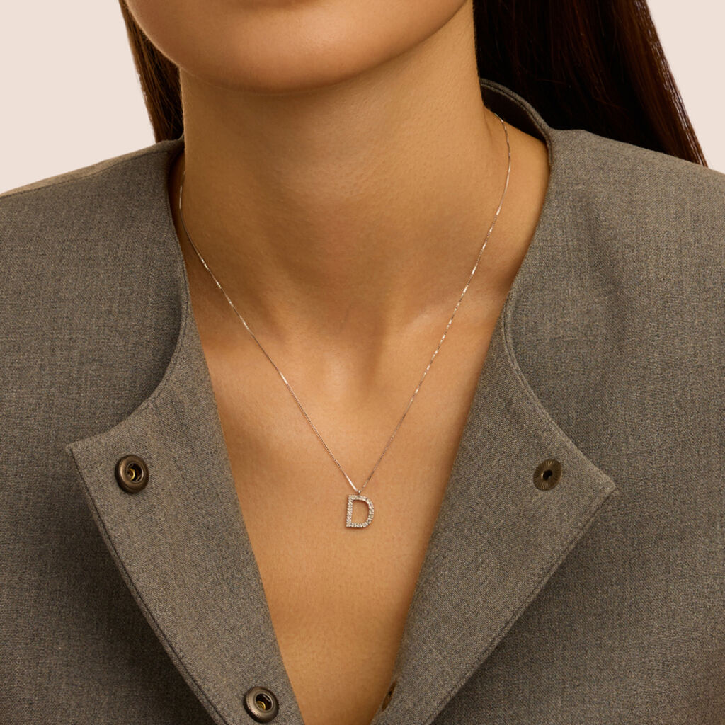 Collana Diamond Letters Oro Bianco Diamante