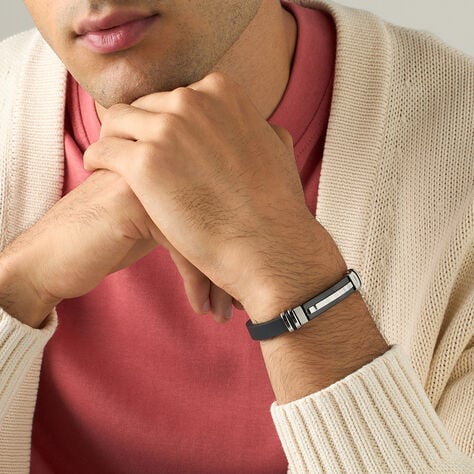 Bracciale Man Code Acciaio Bicolore Bianco / Nero - Bracciali Uomo | Stroili