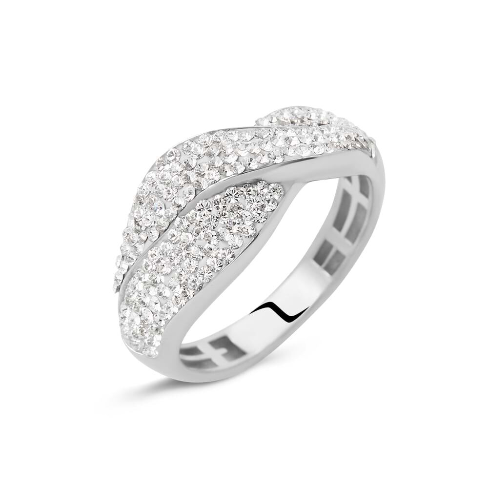 Anello Fascia Christelle Oro Bianco Cristallo 1413582 Stroili