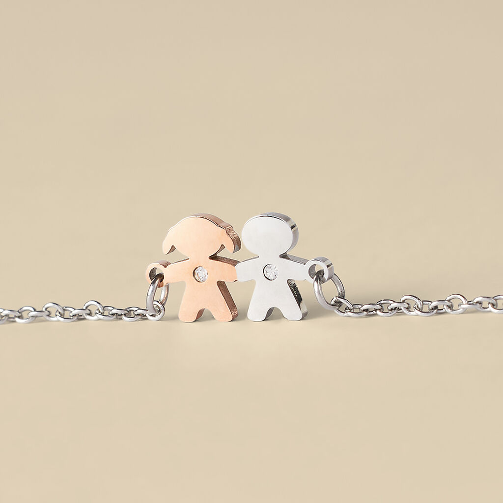 Bracciale Lady Chic Acciaio Bicolore Bianco / Rosa Cristallo - Bracciali Donna | Stroili