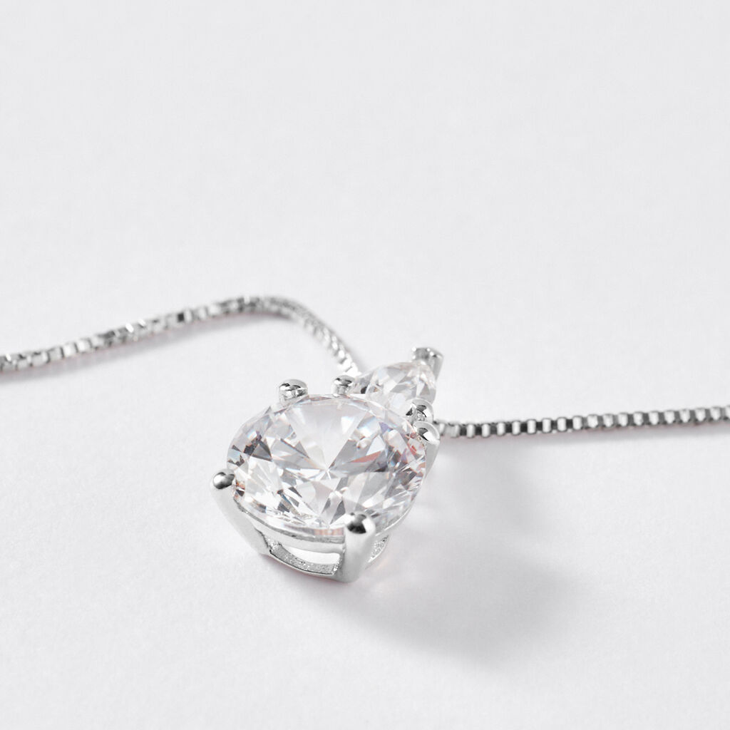 Collana Doppio Punto Luce Claire Oro Bianco Cubic Zirconia