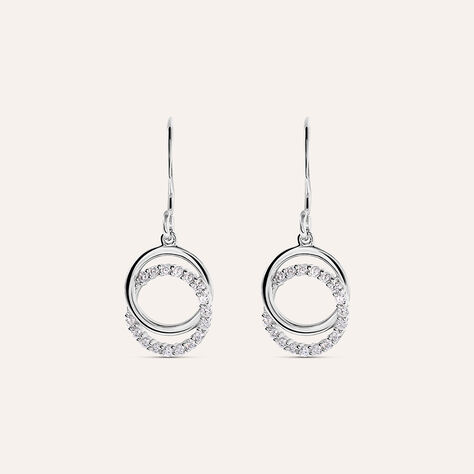 Tuscany Silver Orecchini Pendenti Organici In Argento 925 Con Zirconi - Confezione Regalo
