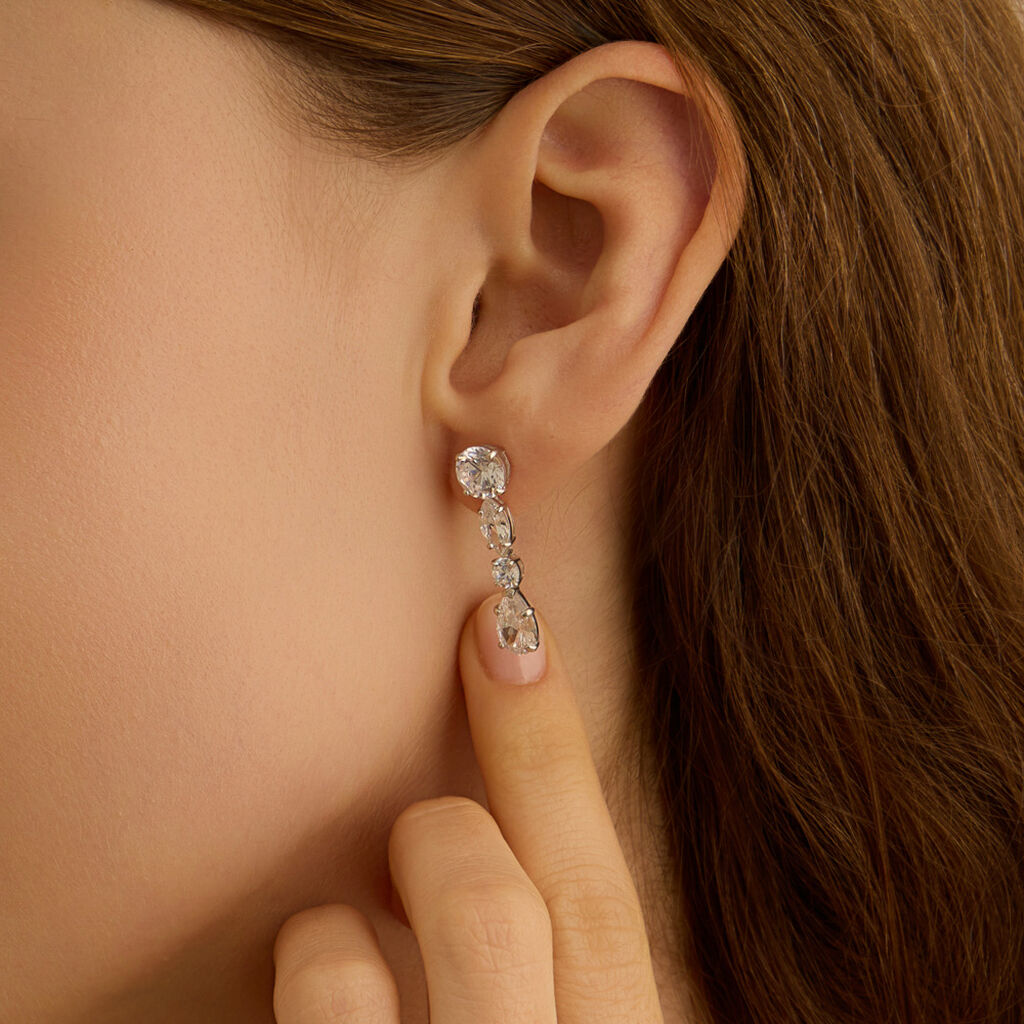 Orecchini Pendenti Claire Oro Bianco Cubic Zirconia