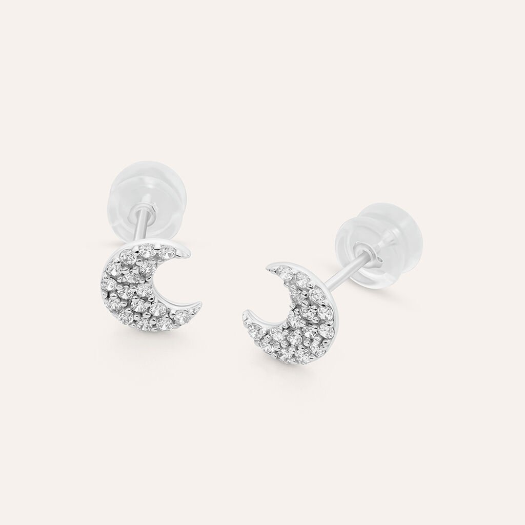 Orecchini Lobo Claire Oro Bianco Cubic Zirconia - Orecchini a Lobo Donna | Stroili
