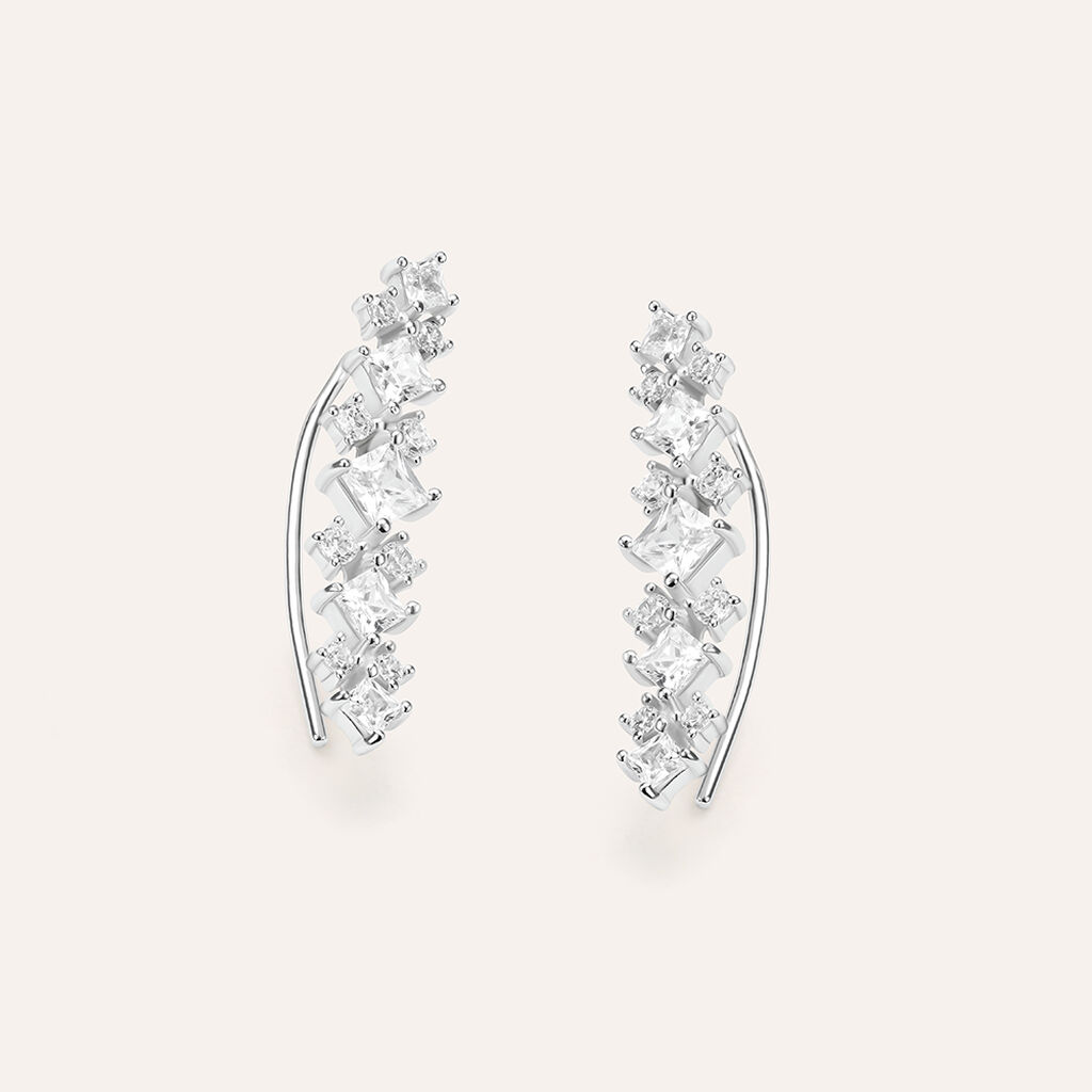 Orecchini Lobo Silver Elegance Argento Rodiato Cubic Zirconia