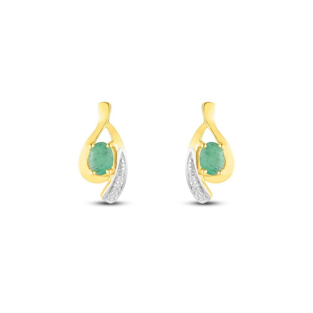 Orecchini Lobo Charlotte Oro Giallo Smeraldo Diamante - Orecchini a Lobo Donna | Stroili